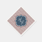 Dark Red Deco Scallops Navy Blue Monogram Name Servet (Hoek)