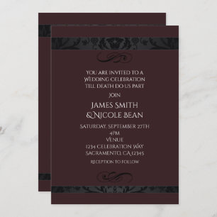Dark Red Elegance Wedding Celebration Invitation Kaart