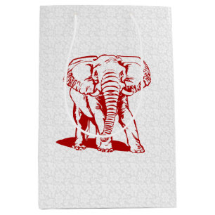 Dark Red Elephant Line Tekening Medium Cadeauzakje