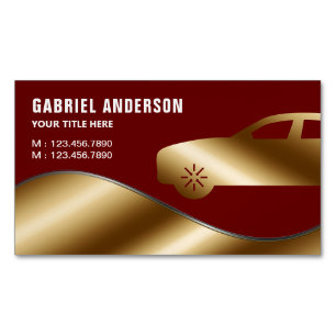 Dark Red Gold Luxe Autohuur Chauffeur Magnetisch Visitekaartje