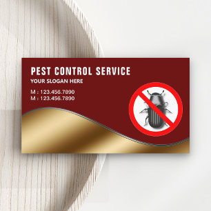 Dark Red Gold Pest Control Service Visitekaartje