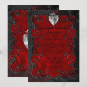 Dark red Gothic Halloween wedding Invitation (Devant / Derrière)