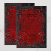 Dark red Gothic Halloween wedding Invitation (Devant / Derrière)