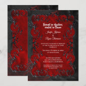 Dark red Gothic Halloween wedding Invitation (Devant / Derrière)