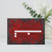 Dark red Gothic Halloween Wedding RSVP Card (Debout devant)