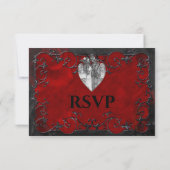 Dark red Gothic Halloween Wedding RSVP Card (Dos)