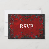 Dark red Gothic Halloween Wedding RSVP Card (Dos)