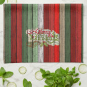 Dark Red Green Weathered Wooden Plantern Pattern Theedoek (Gevouwen)