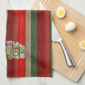 Dark Red Green Weathered Wooden Plantern Pattern Theedoek (Quarter Fold)