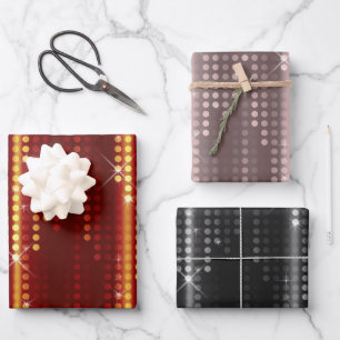 Dark Red Mallow Black Polka Dots Matrix gepatterd Inpakpapier Vel