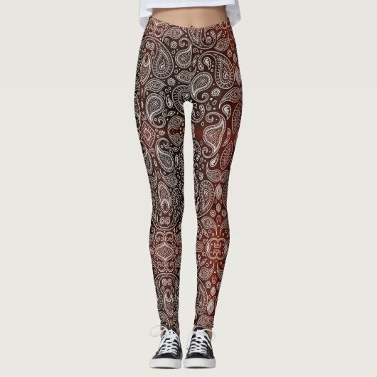 Dark Red Paisley Leggings (Voorkant)