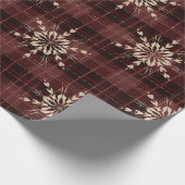 DARK RED PLAID PATTERN MET GOUDE ORNAMENS CADEAUPAPIER (Hoek)