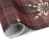DARK RED PLAID PATTERN MET GOUDE ORNAMENS CADEAUPAPIER (Rol Hoek)