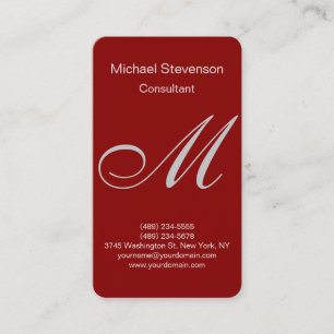 Dark Red Ronde Corner Monogram Visitekaartje