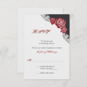 Dark Red Rose Wedding RSVP Kaart (Voorkant / Achterkant)