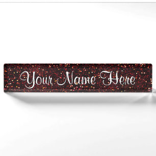 Dark Red Ruby Glitter Naambordje