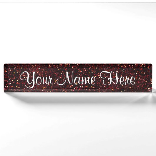 Dark Red Ruby Glitter Naambordje (Voorkant)