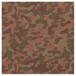 Dark red, Salmon and Olive camo abstract Stof