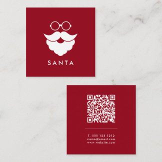 Dark Red Santa Services Minimal Cool Fun QR Code Vierkante Visitekaartje