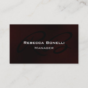 Dark Red White Monogram Manager Visitekaartje