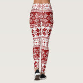 Dark Red Winter Fair Isle Pattern Leggings (Achterkant)