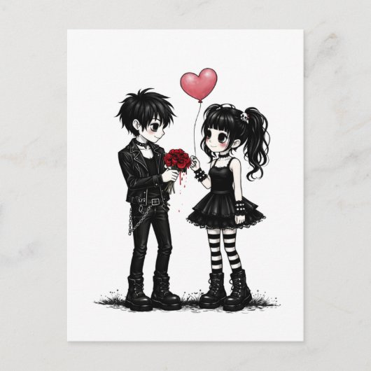 Dark Romance Goth Valentine Postcard Briefkaart (Voorkant)