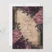 Dark Romance Plum Peony Wedding Kaart (Voorkant)