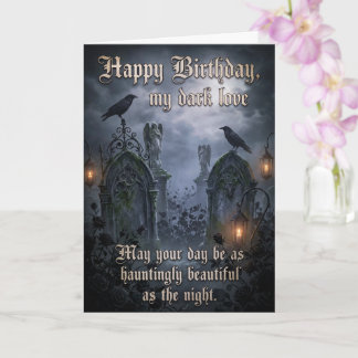 Dark Romantic Eternal Gothic Love Raven Birthday  Kaart