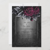 Dark Romantic Floral Gothic wedding invitation Kaart (Voorkant)