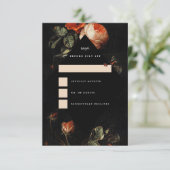 Dark Romantic Floral Rozen Dutch Master RSVP Kaart (Staand voorkant)