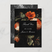 Dark Romantic Floral Rozen Dutch Master Wedding Bedankkaart (Voorkant / Achterkant)