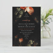 Dark Romantic Floral Rozen Dutch Master Wedding Kaart (Staand voorkant)