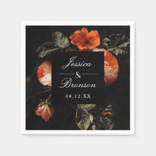 Dark Romantic Floral Rozen Dutch Master Wedding Servet