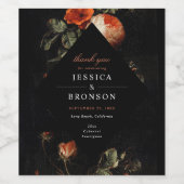 Dark Romantic Floral Rozen Dutch Wijn Etiket (Enkel label)