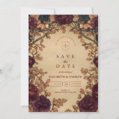 Dark Romantic Floral Wedding Save The Date (Voorkant)