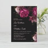 Dark Romantic Hand Drawn Roses Wedding Kaart (Staand voorkant)