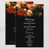 Dark romantic moody pretty floral wedding program (Voorkant / Achterkant)