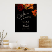 Dark Romantic Painted Flowers Wedding Welcome Poster (Keuken)