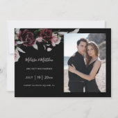 Dark Romantic Roses Black Wedding Save The Date (Voorkant)