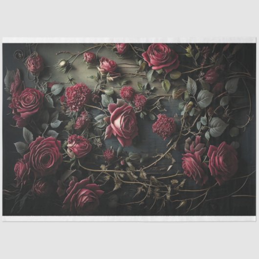 Dark Roos Bloom Tissuepapier (Voorkant)