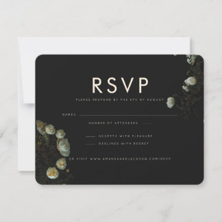 "Dark Roos" - Flat RSVP Wedding Response Kaart