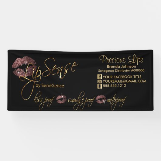 Dark Roos Glitter en Gold Lips Spandoek (Horizontaal)