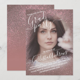 Dark Roos Gold Glitter Ombre Foto Afstuderen Kaart