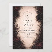 Dark Rose Gothic Wedding Save The Date (Voorkant)