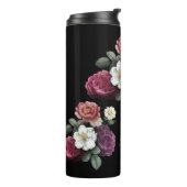 Dark Roses Black Background Name Monogram   Thermosbeker (Gedraaid links)