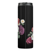 Dark Roses Black Background Name Monogram   Thermosbeker (Achterkant)