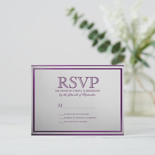 Dark Royal Paarse Outline op Grey Gradient Uitnodiging Briefkaart (Staand voorkant)