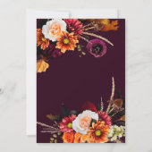 Dark Russet Boho Bloemen Bourgondië Bridal Luncheo Kaart (Achterkant)