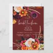 Dark Russet Boho Bloemen Rust Bruids Luncheon Kaart (Voorkant)