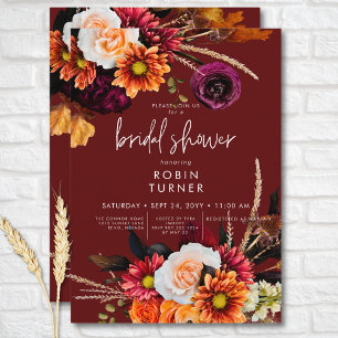 Dark Russet Boho Bloemenroest Vrijgezellenfeest Kaart